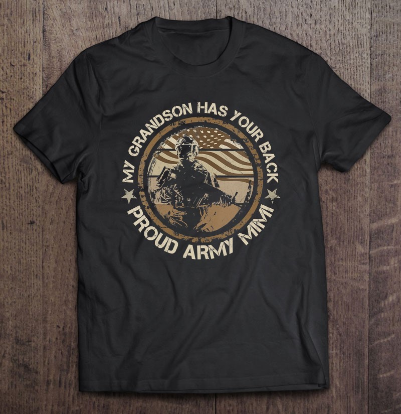 Womens My Grandson Has Your Back Proud Army Mimi Military Family Shirt Gift Man Black Size Up To 5xl