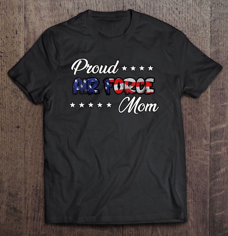Womens Us Flag Bold Proud Air Force Mom V-neck Shirt Gift Man Black Size Up To 5xl