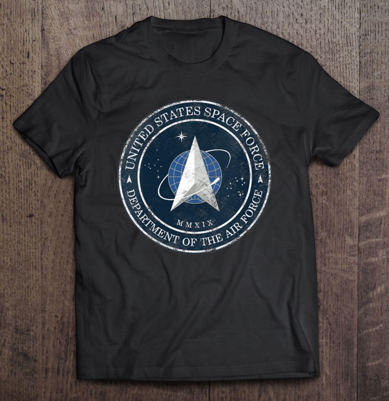 Womens Vintage Distressed United States Space Force Logo Ussf V-neck Shirt Gift Man Black Size Up To 5xl