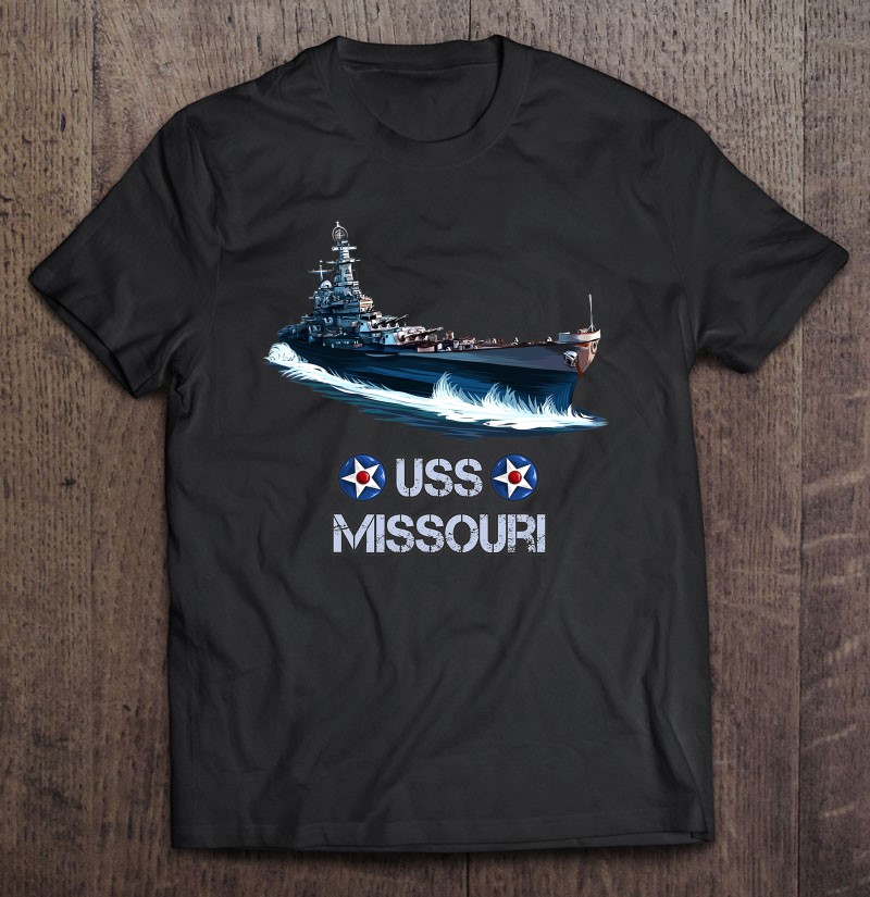 World War 2 United States Navy Uss Missouri Battleship Shirt Gift Man Black Size Up To 5xl