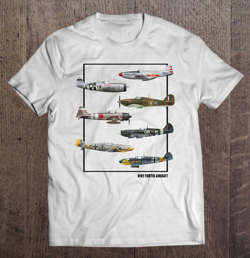 Ww2 Fighter Aircraft Warbirds Airplane Shirt Gift Man Black Size Up To 5xl
