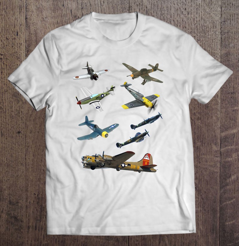 Ww2 Planes Warbirds P51 Mustang Spitfire Messerschmitt Shirt Gift Man Black Size Up To 5xl
