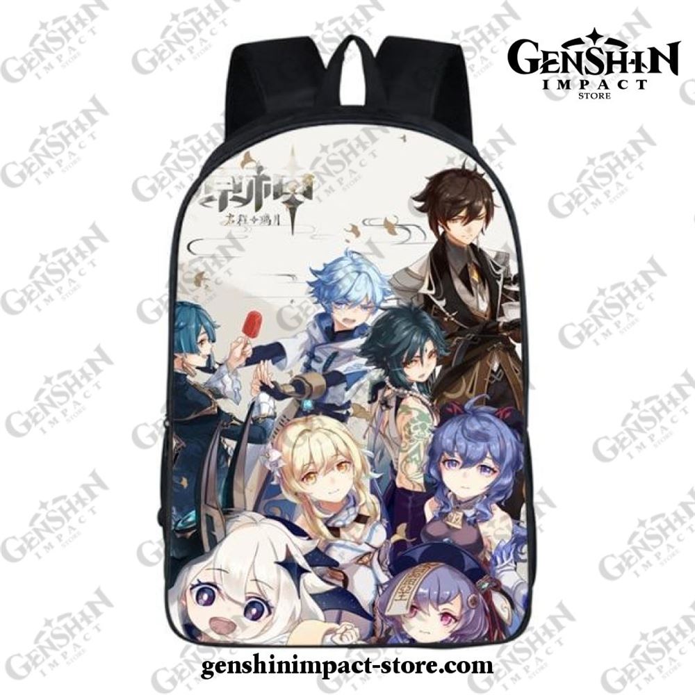 Genshin-impact-main-characters-3d-student-backpack Soft Travel Casual Backpack For Students,durable Cloth-nylon Load Bag,high Capacity Waterproof