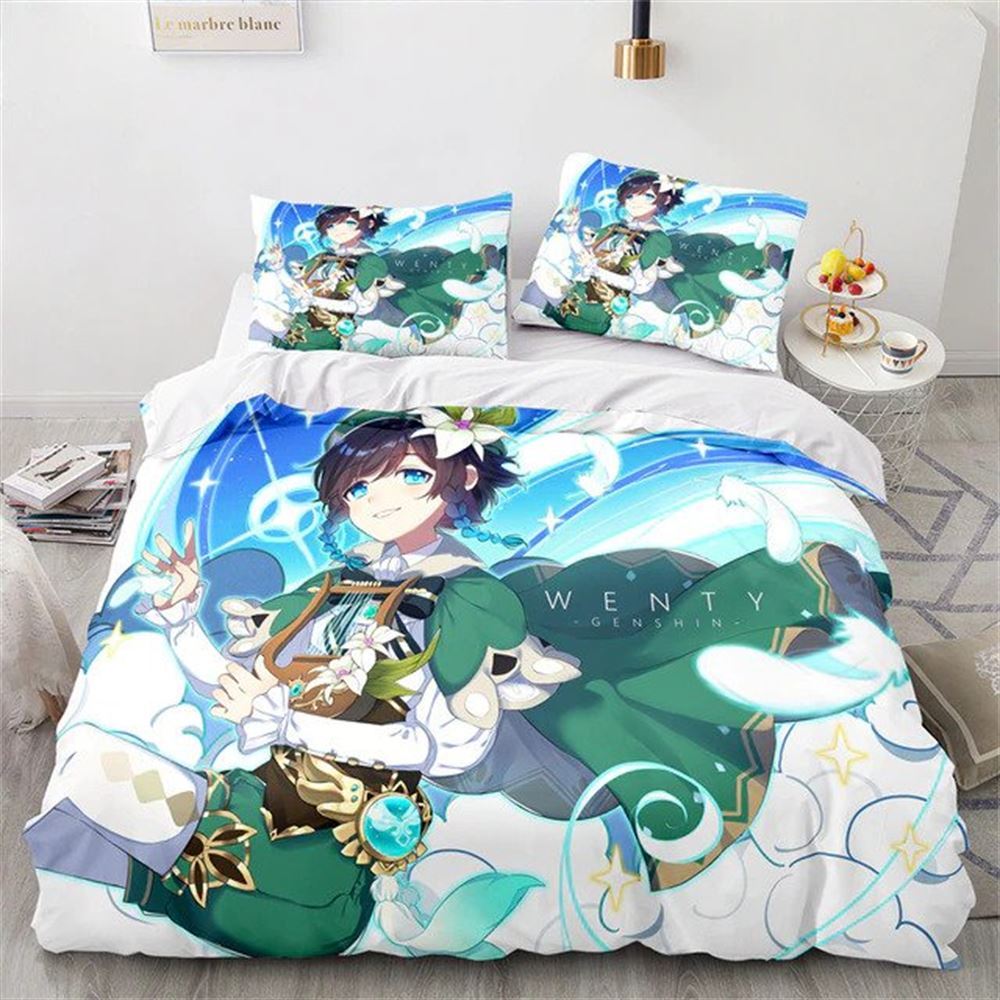 Genshin Impact Bedding Set Game 3d Print Bed Linen Quilt Soft Duvet Cover Sets Bedding Set For Genshin Impact