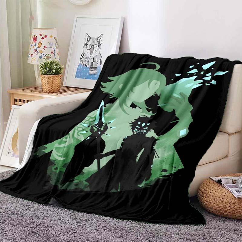 Genshin Impact 3d Green Macha Microfleece Blanket, Genshin Impact Polyester Blanket