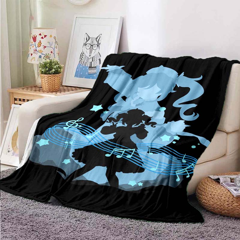 Genshin Impact 3d Blue Microfleece Blanket, Genshin Impact Polyester Blanket