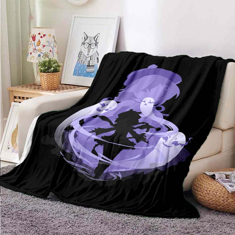 Genshin Impact 3d Purple Microfleece Blanket, Ultra-soft Micromink Blanket