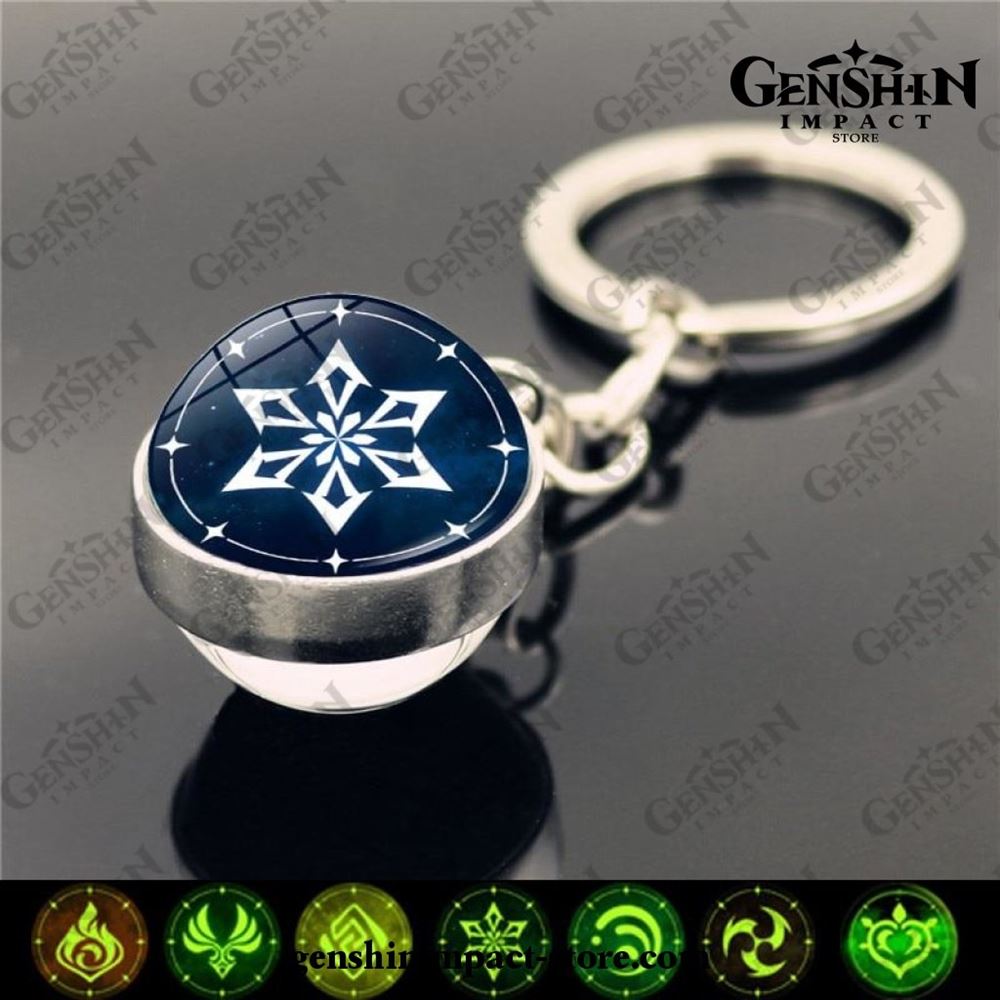 Genshin Impact Vision Crystal Keychain Double-dided Glass Ball Cosplay, Gift, Weapon Model Pendant Keychain