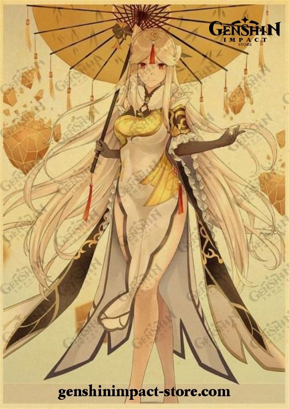 Lady Ningguang Genshin Impact Kraft Paper Poster. Genshin Poster