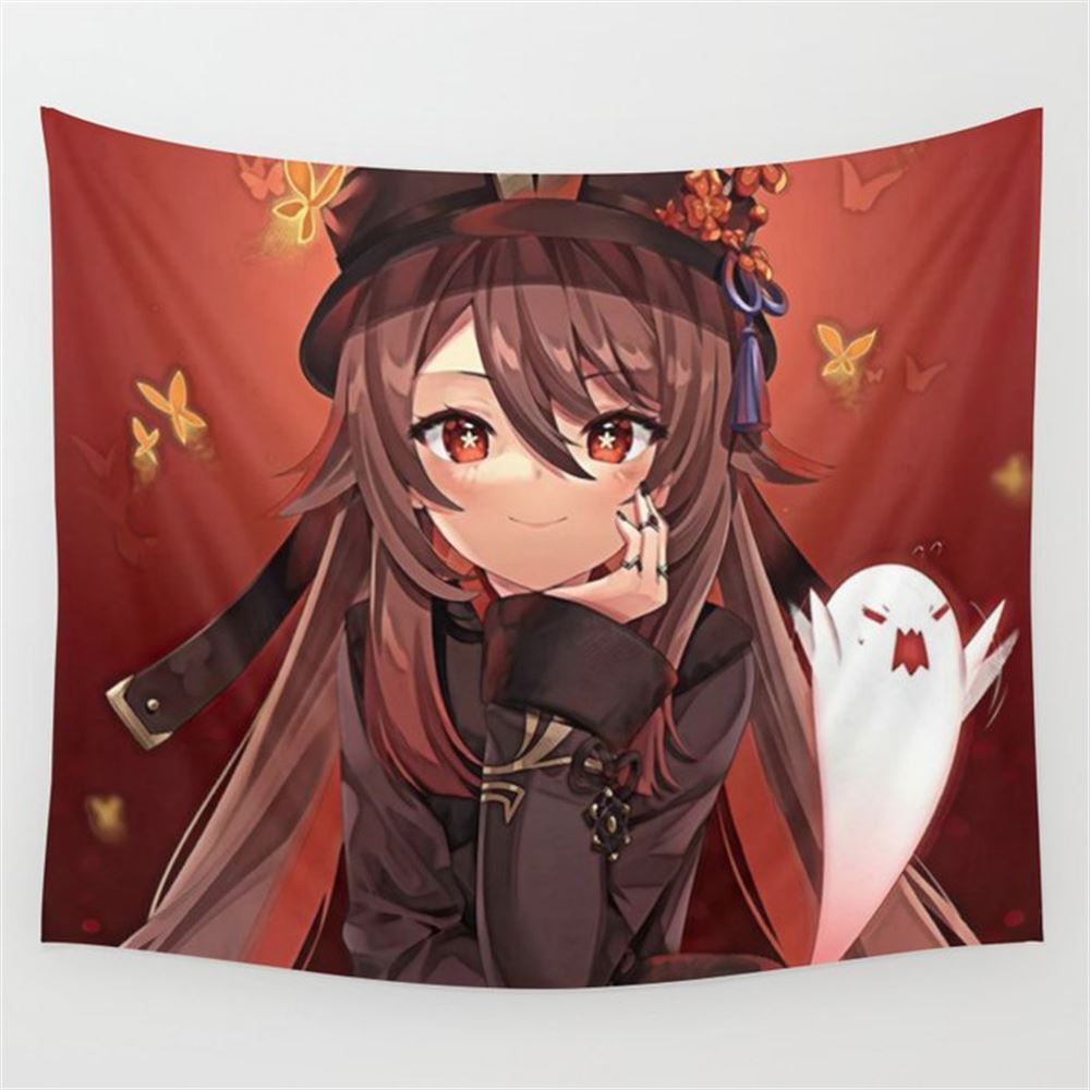 Cute Hutao Impact Wall Tapestry. 100% Polyester