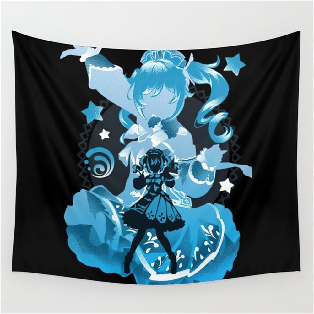 Snow Miku Impact Wall Tapestry. 100% Polyester