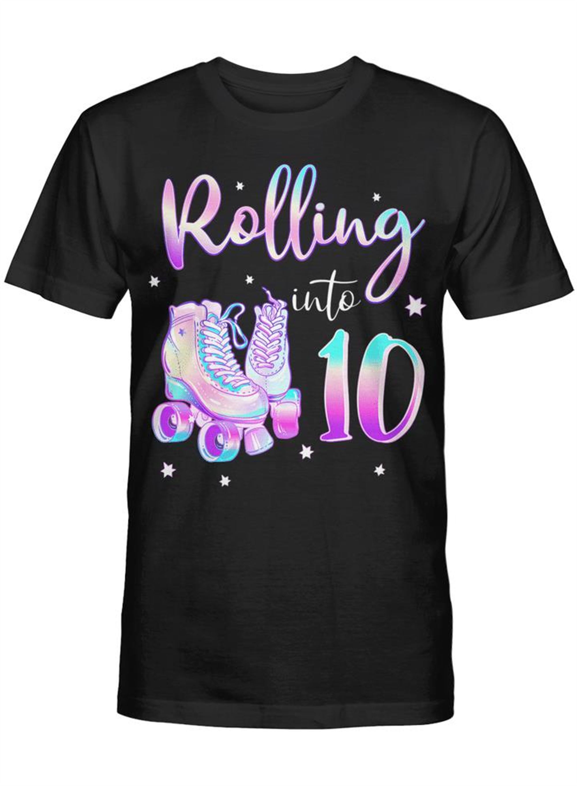 Girl Rolling Into 10th Bday Theme T-shirt Size Up To 5xl