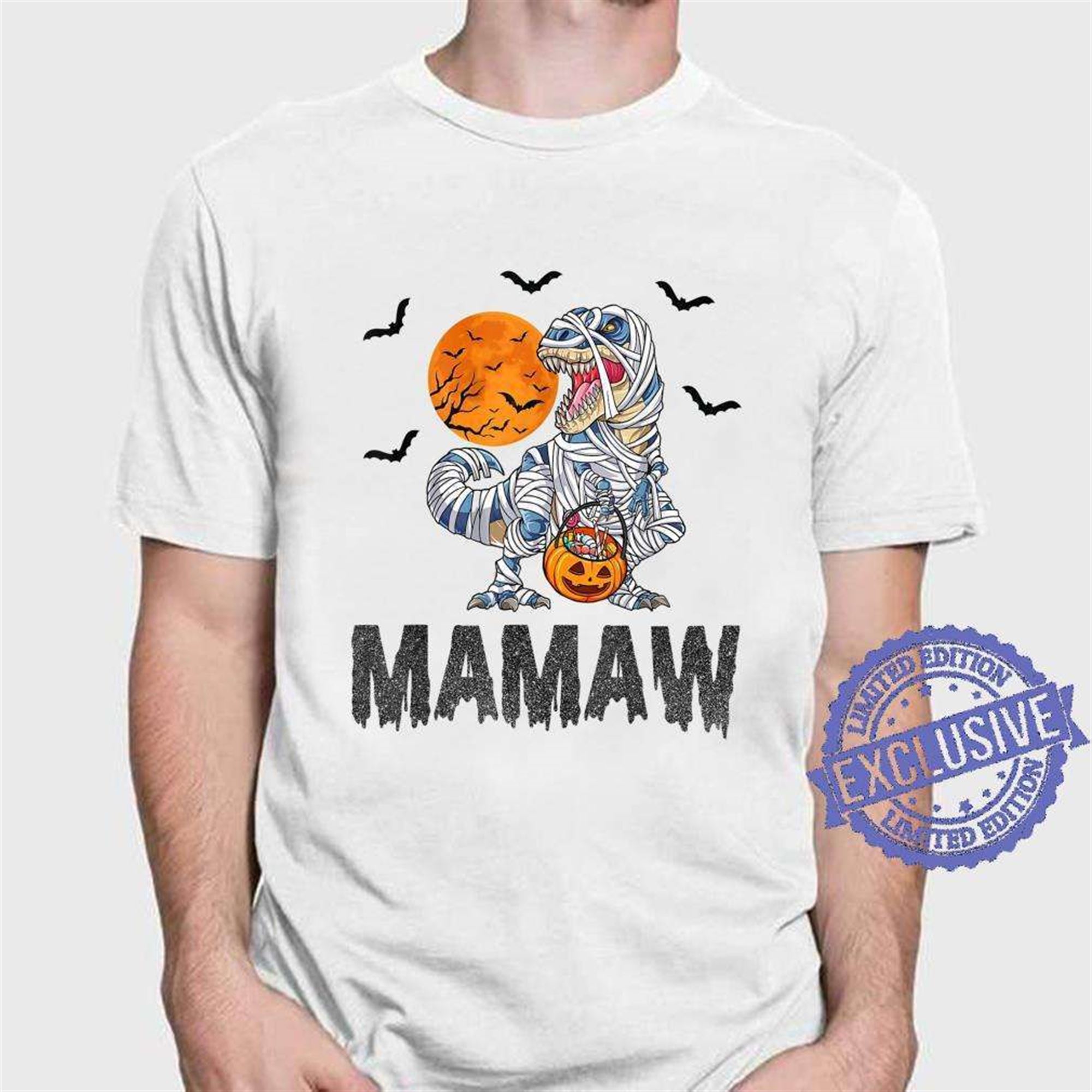 Halloween Mamaw Saurus Spooky Dinosaur Pumpkin T-shirt Full Size Up To 5xl