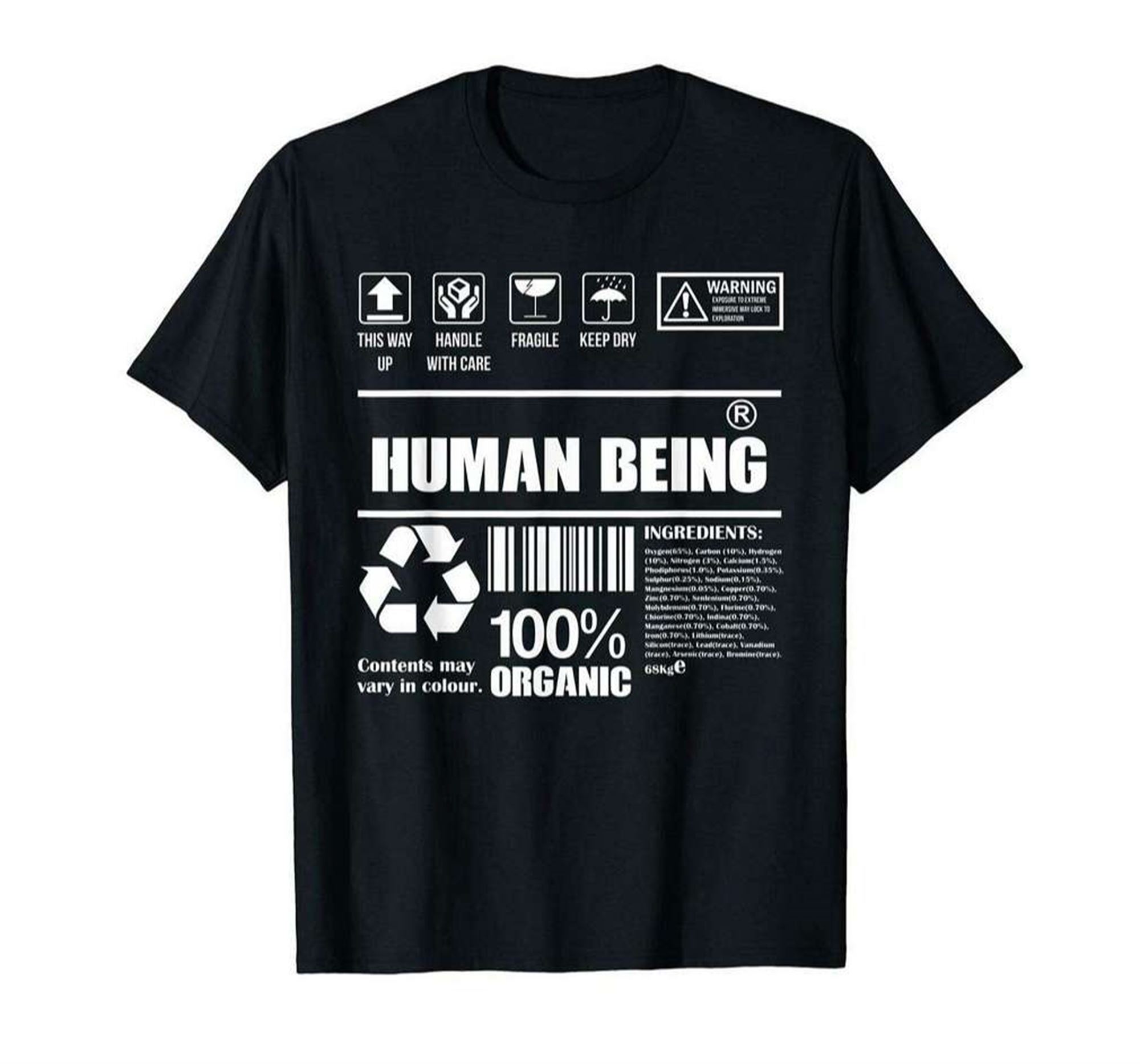 Human Being Science Ingredients 100 Organic T-shirt Size Up To 5xl