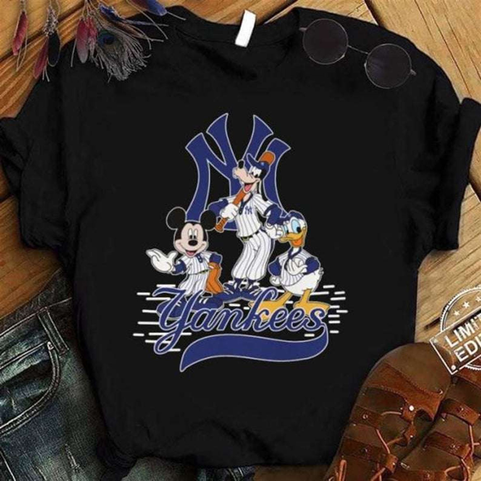 New York Yankees Mickey Mouse Goofy Donald Duck Disney Character T Shirt Plus Size Up To 5x