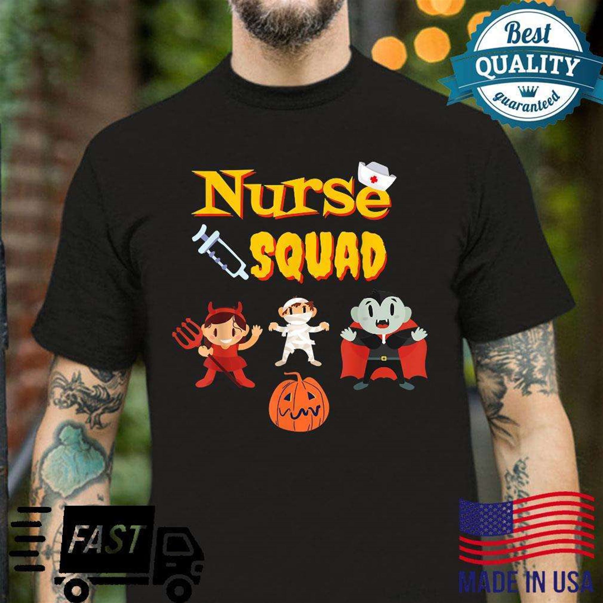 Nurse Squad Halloween Pumpkin T-shirt Full Size Up To 5xl