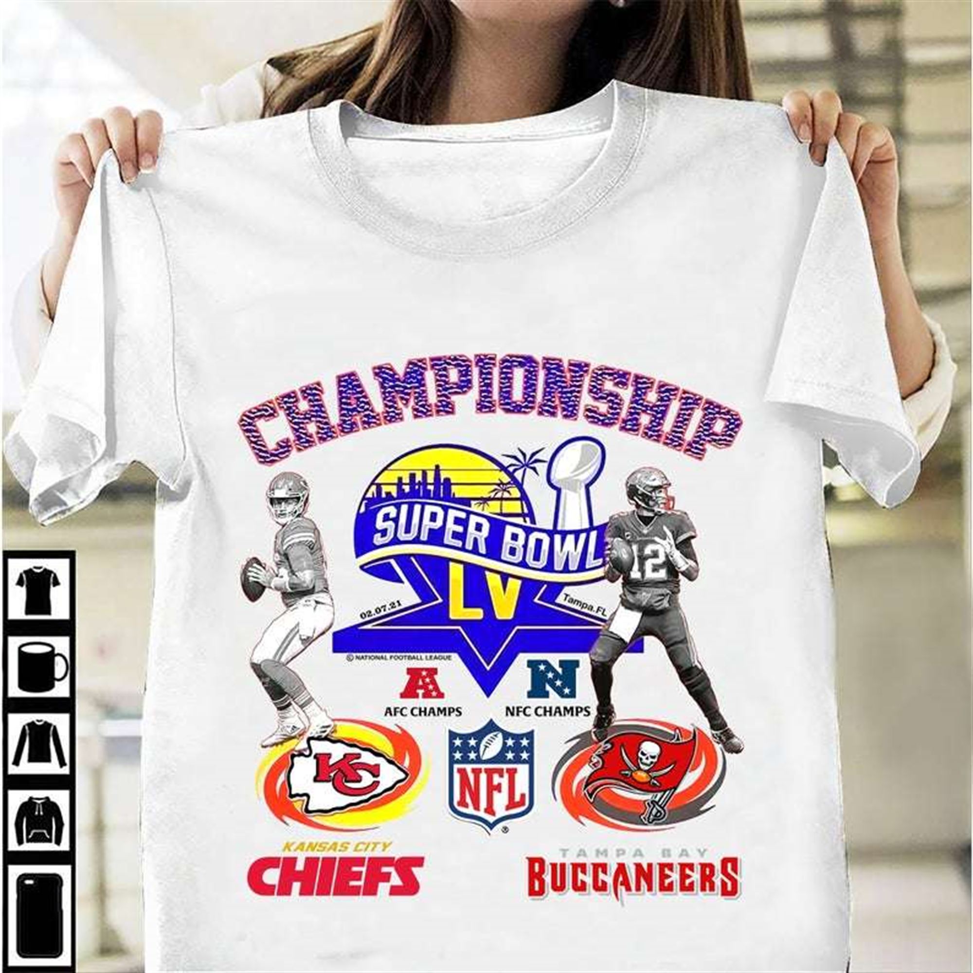 Super Bowl Liv Tampa Bay Buccaneers Kansas City Chiefs T-shirt Size Up To 5xl