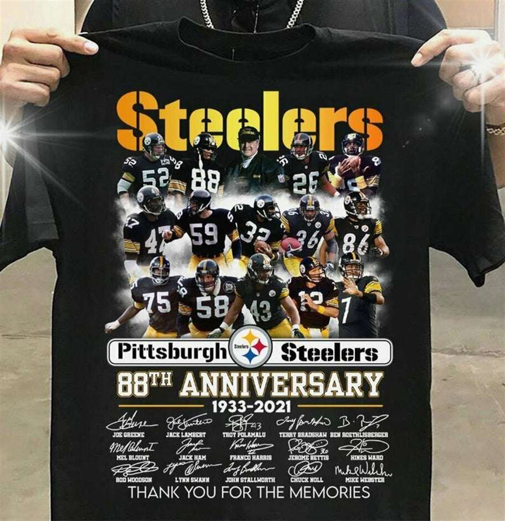 The Steelers 88th Anniversary 1993-2021 Signatures T-shirt Full Size Up To 5xl