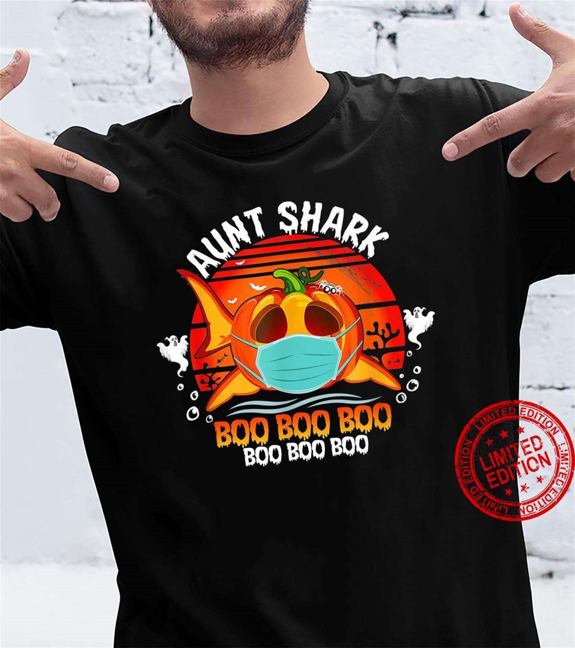 Aunt Shark Pumpkin Boo Boo Halloween Vintage T-shirt Plus Size Up To 5xl