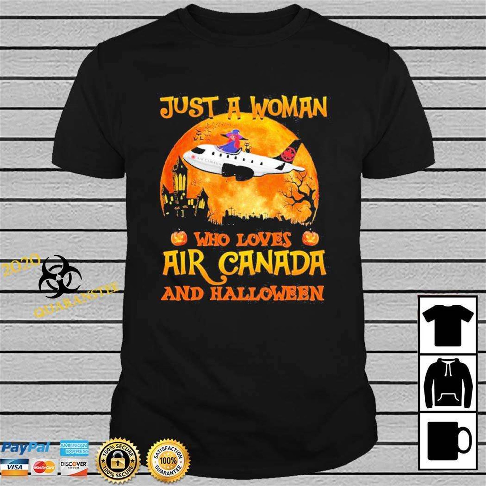 Just A Woman Who Loves Air Canada And Halloween T-shirt Size Up To 5xl