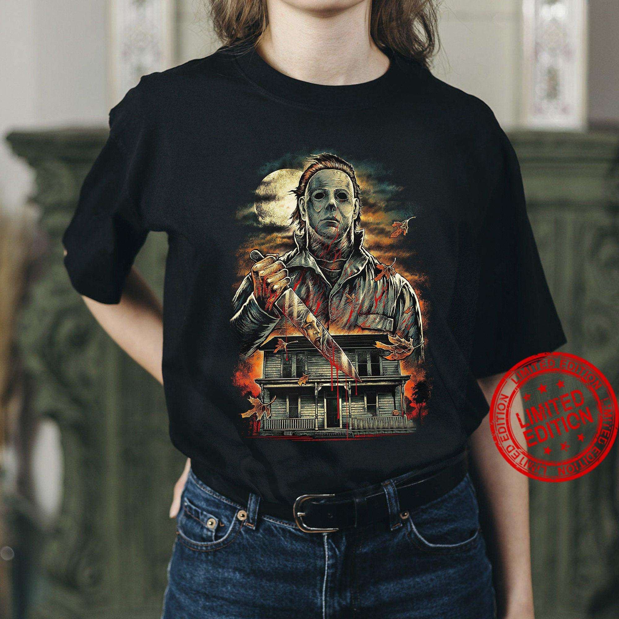 Michael Myers A Real Man Will Chase After You Funny Halloween T-shirt Plus Size Up To 5xl