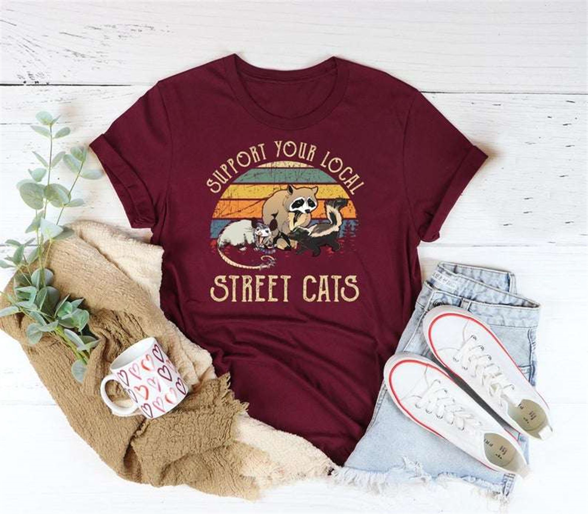Support Your Local Street Cats Vintage T-shirt Plus Size Up To 5xl