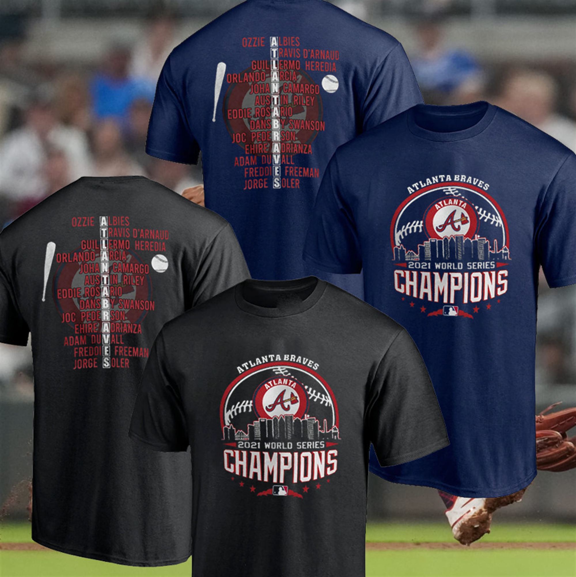 Atlanta Braves Win Mlb World Series Champs 2021 Team List T-shirt S-5xl
