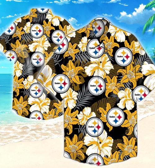 NFL Pittsburgh Steelers Flower Hawaii 3d Shirt