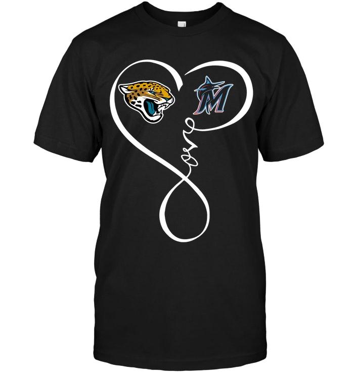 Mlb Miami Marlins Jacksonville Jaguars Miami Marlins Love Heart Shirt Shirt Size Up To 5xl