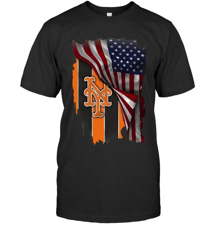 Mlb New York Mets American Flag Fan Shirt Black Shirt Full Size Up To 5xl
