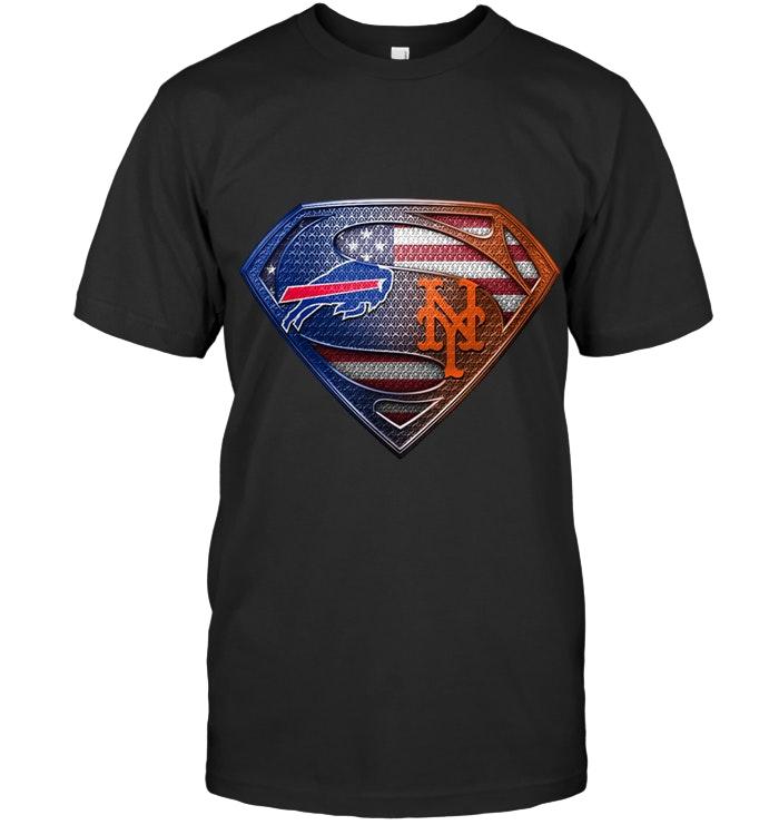 Mlb New York Mets Buffalo Bills And New York Mets Superman American Flag Layer Shirt Hoodie