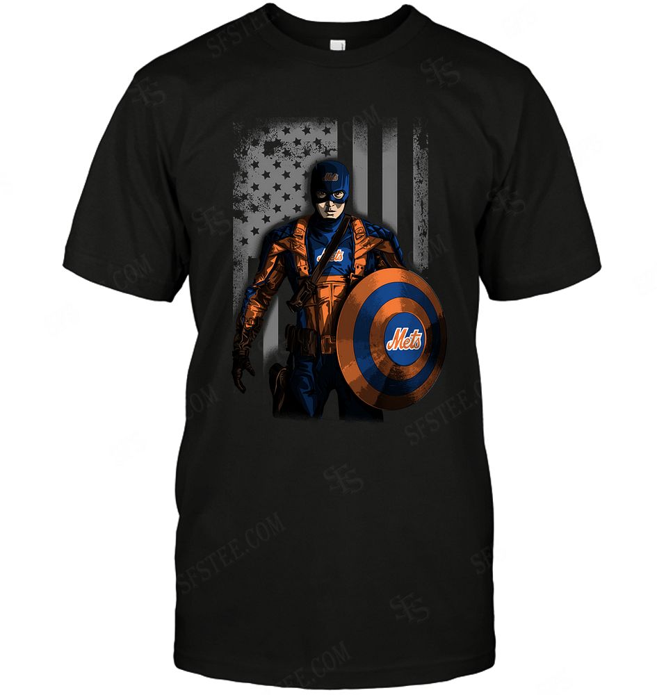 Mlb New York Mets Captain Flag Dc Marvel Jersey Superhero Avenger Hoodie Full Size Up To 5xl