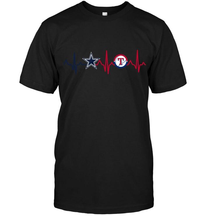 Mlb Texas Rangers Dallas Cowboys Texas Rangers Heartbeat Shirt Size Up To 5xl