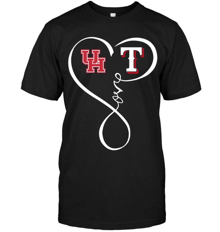 Mlb Texas Rangers Houston Cougars Texas Rangers Love Heart Shirt Hoodie