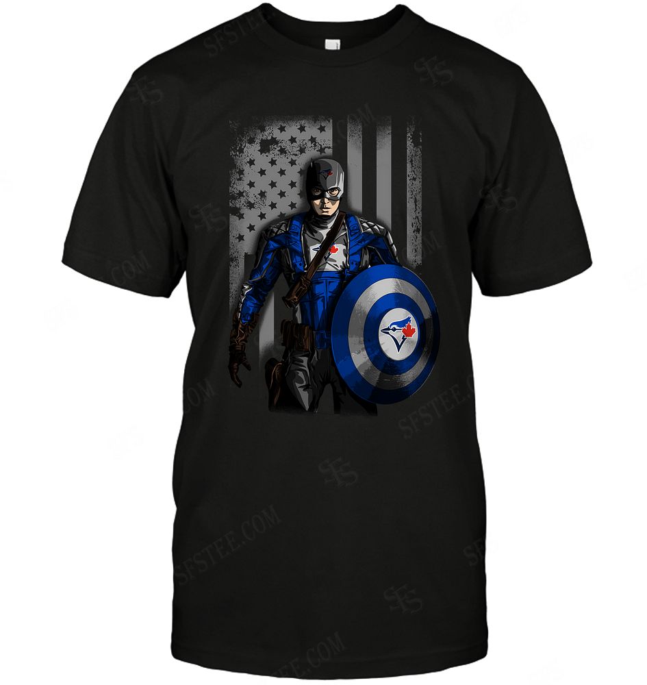 Mlb Toronto Blue Jays Captain Flag Dc Marvel Jersey Superhero Avenger Hoodie Full Size Up To 5xl