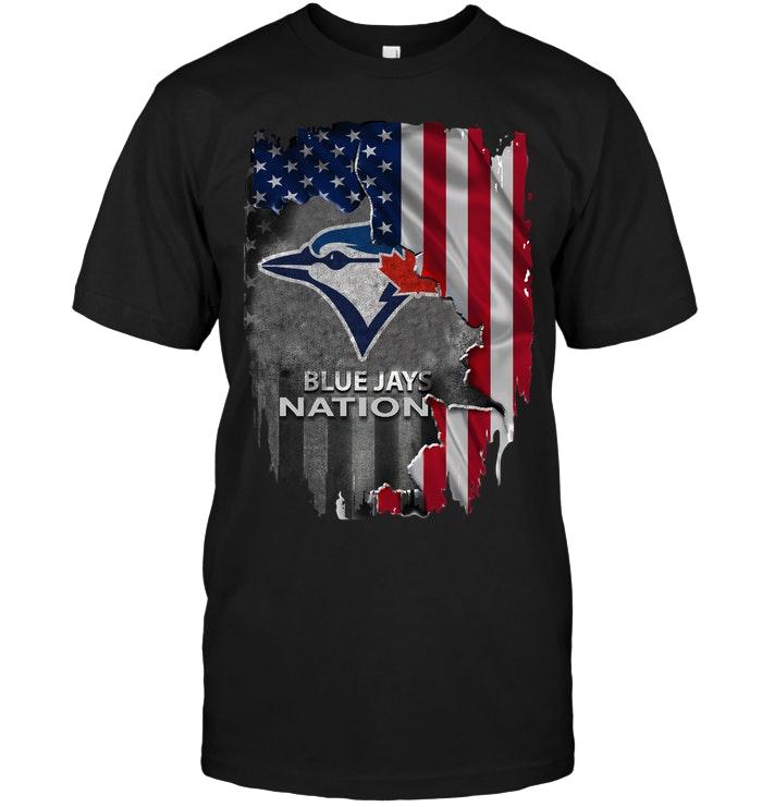 Mlb Toronto Blue Jays Nation American Flag Ripped Shirt
