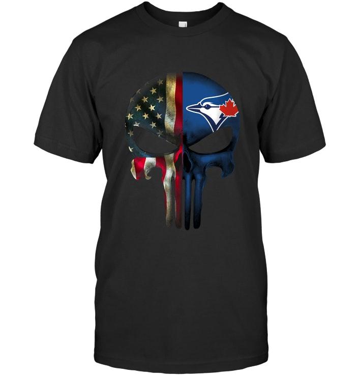 Mlb Toronto Blue Jays Skull American Flag Shirt Sweater Full Size Up To 5xl