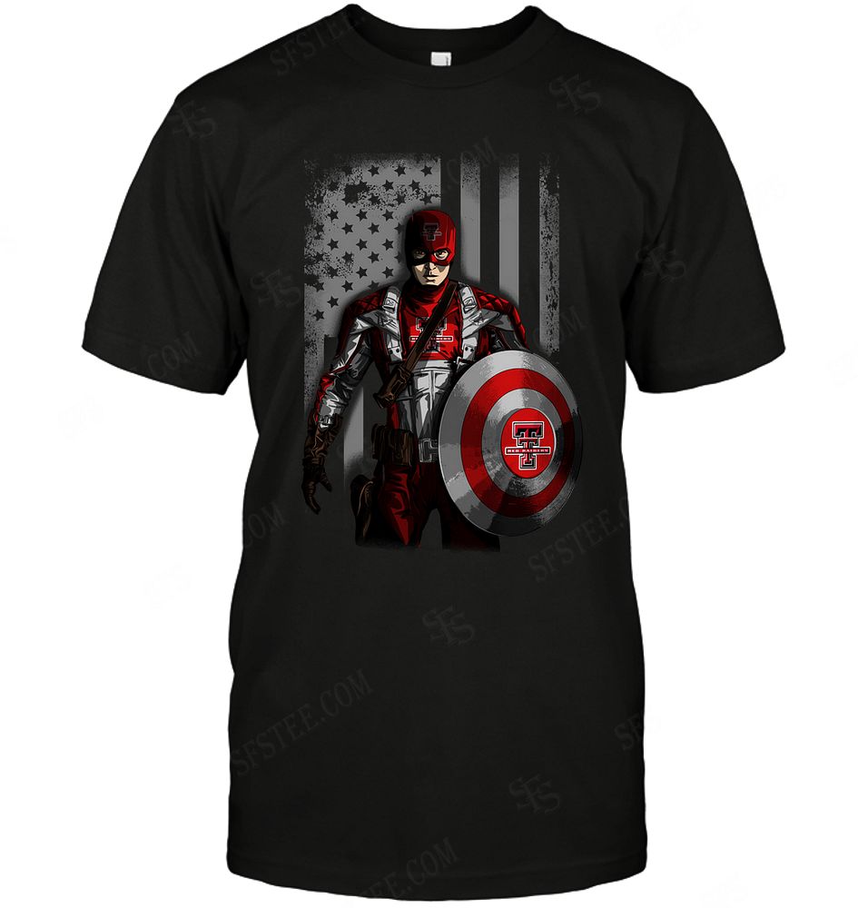NCAA Texas Tech Red Raiders Captain Flag Dc Marvel Jersey Superhero Avenger Size S-5xl