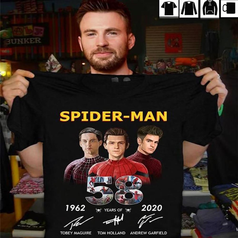 58 Years Of Spider-man Tobey Maguire Tom Holland Andrew Garf T-shirt Hoodie Tank Top Size Up To 5xl