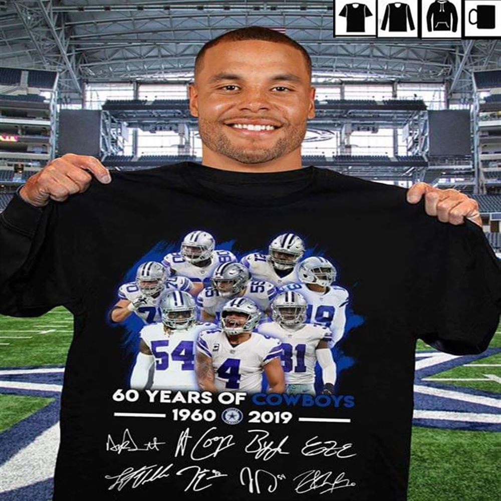 60 Years Of Dallas Cowboys 1960-2019 Signatures T-shirt Hoodie Tank Top Size Up To 5xl