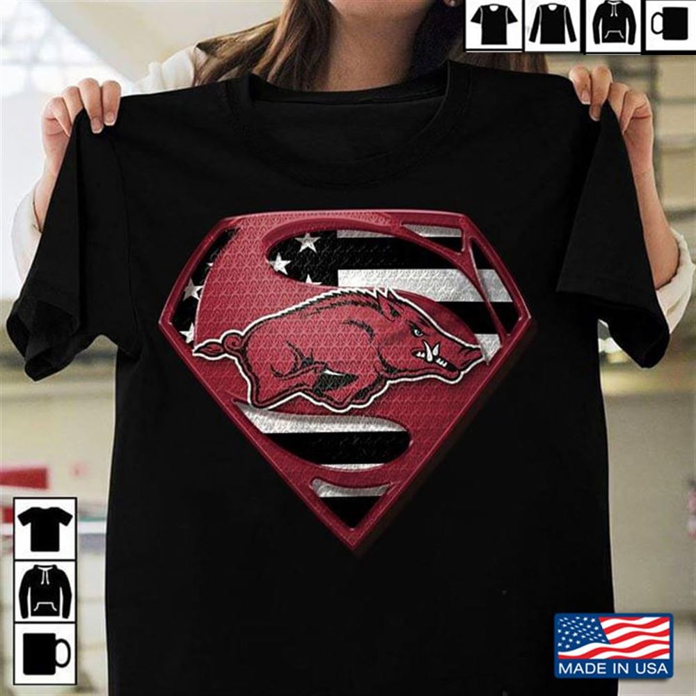 Arkansas Razorbacks Superman American Flag The 4th Of July T-shirt Hoodie Tank Top Size Up To 5xl
