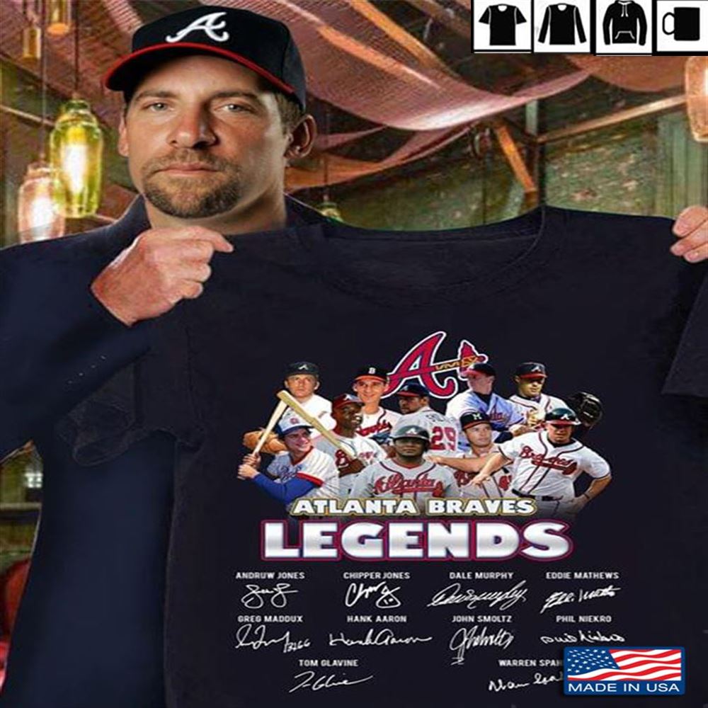 Atlanta Braves Baseball Legends Signatures T-shirt Hoodie Tank Top Size Up To 5xl