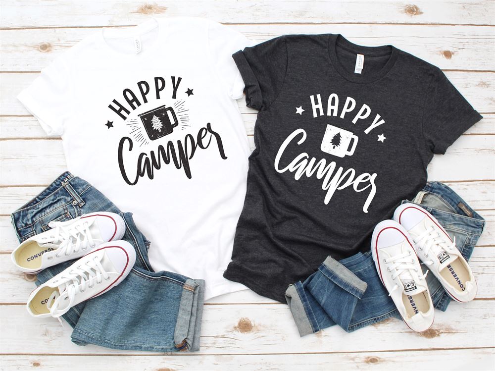 Happy Camper Shirt Camping Shirt Camper Shirt Vacation Shirt Holiday Shirt Outdoors Shirt Nature Shirt Hiking Shirt Plus Size Up To 5xl