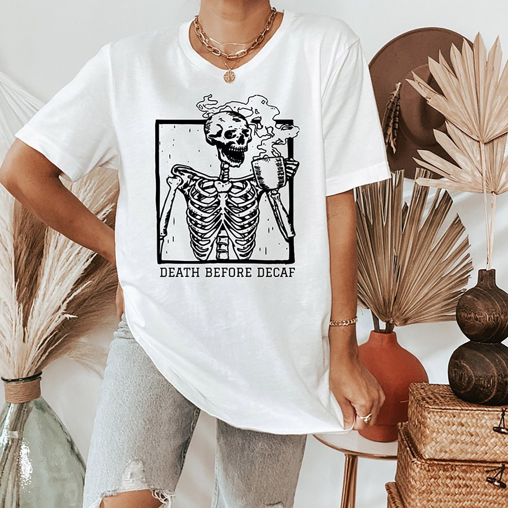 Death Before Decaf Shirt Coffee Skeleton Shirt Skeleton Halloween Shirt Skeleton Hot Coffee Shirt Hot Coffee Skeleton Shirt Falls Shirt