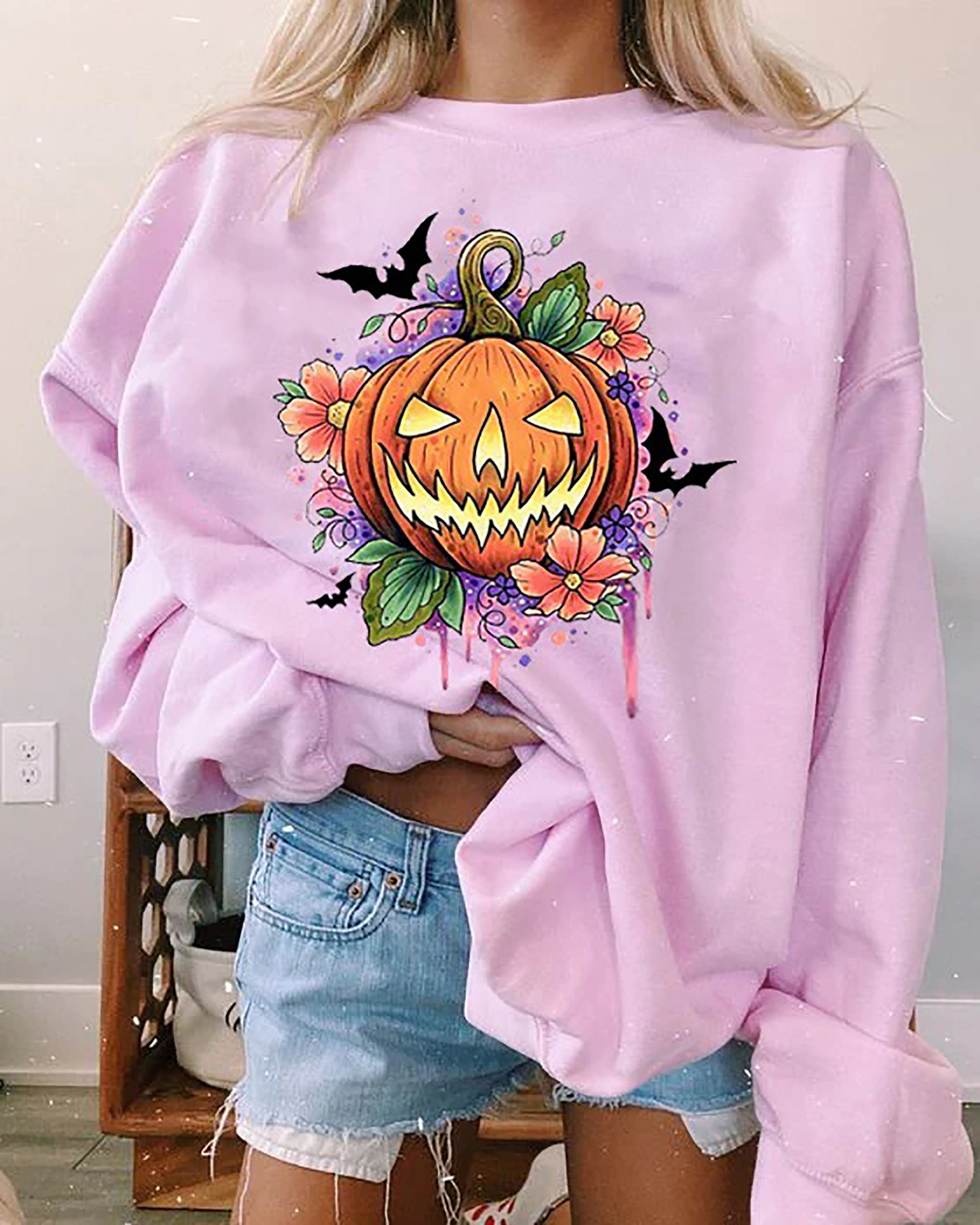 Fun Pumpkin Halloween Sweatshirt Pumpkin Falls Sweatshirt Floral Pumpkin Sweater Jack O Lantern Shirt Pumpkin Sweatshirt Falls Shirt