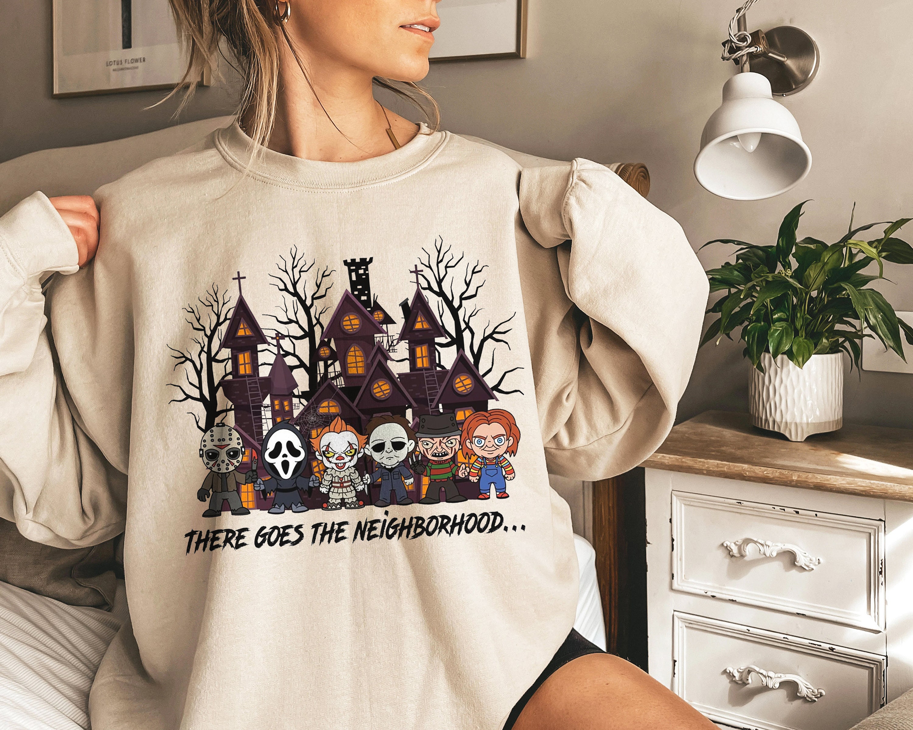 Halloween Friends Horror There Goes The Neighborhood Oversize Crew Neck Sweatshirt Horror Friends Horror Movie Killers Horror Scary Movie