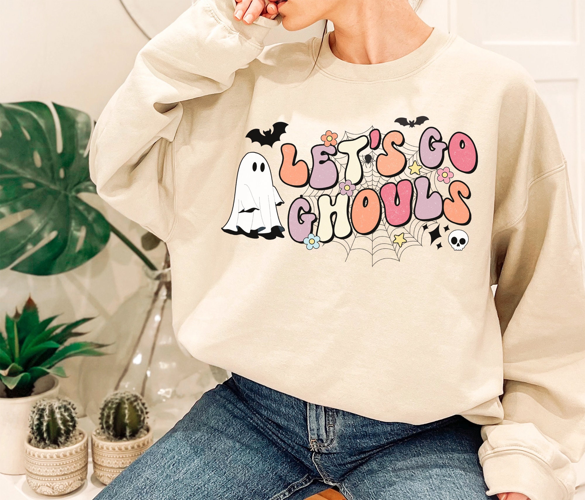 Lets Go Ghouls Sweatshirt Halloween Vintage Sweatshirt Halloween Retro Sweatshirtfunny Sweatshirt Halloween Sweatshirt Halloween