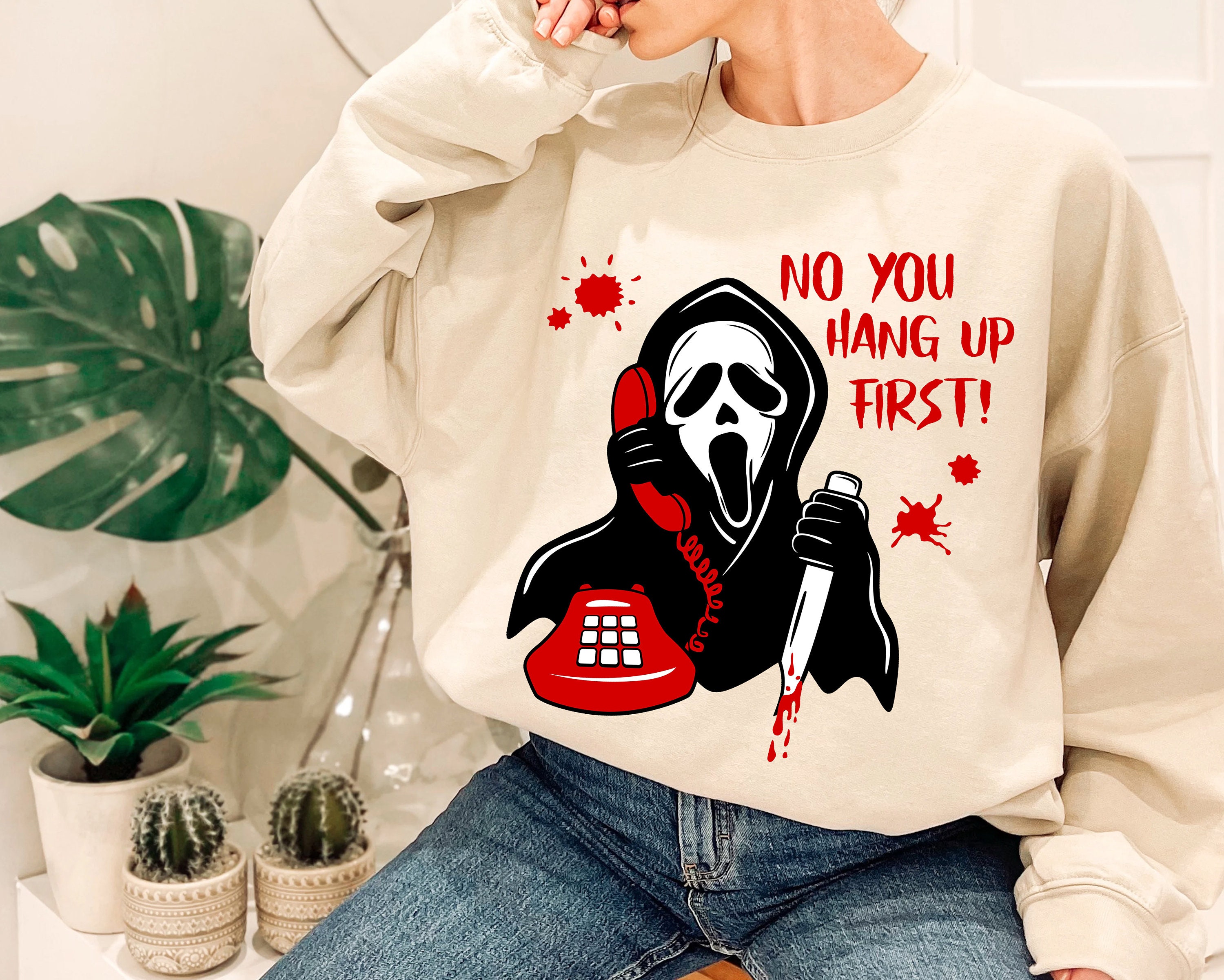 No You Hang Up Sweatshirt Ghostface Sweatshirt Scream Movie Sweatshirt Horror Shirt Halloween Sweater Ghost Shirt Halloween Costume 85sqk