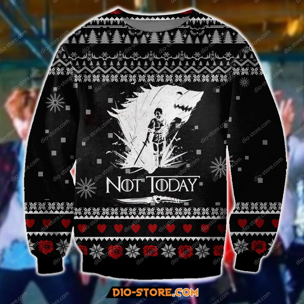 3d All Over Print Game Of Thrones - Not Today Ugly Christmas Sweater Sweatshirt Christmas