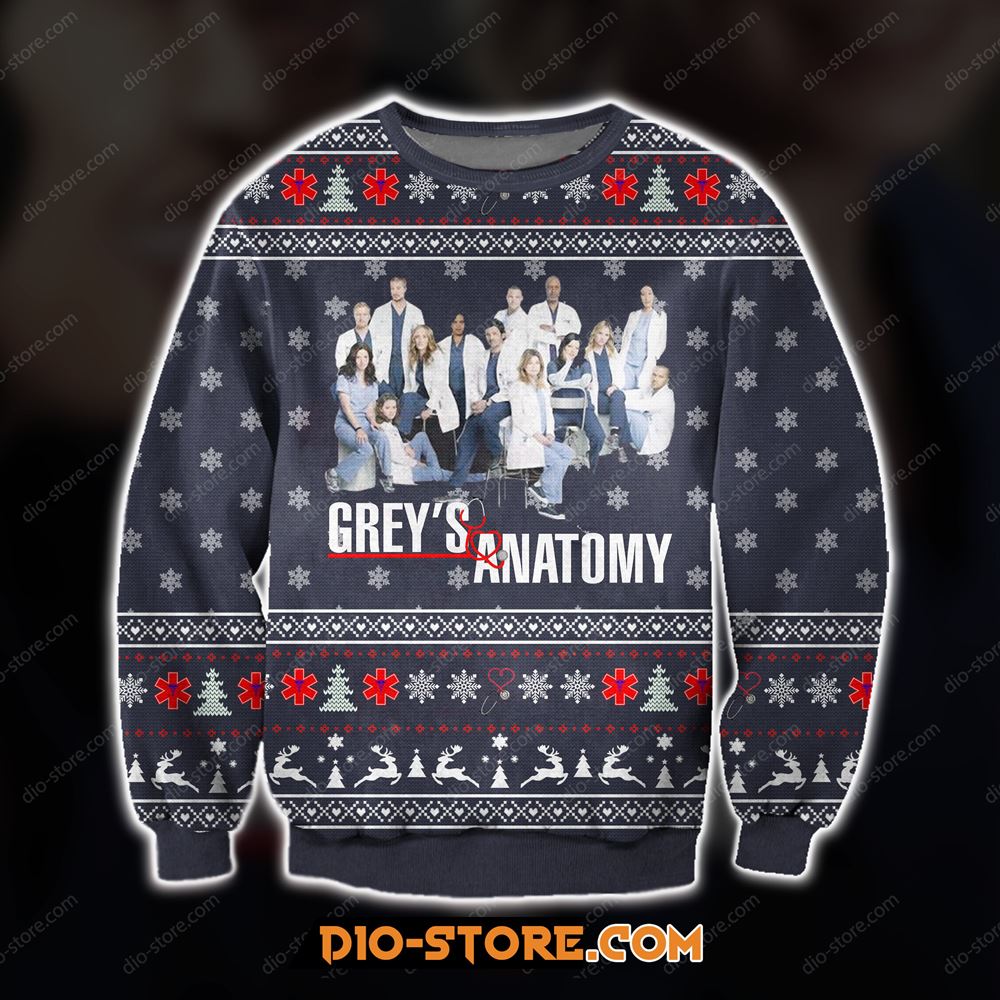 3d All Over Print Knitting Pattern Greys Anatomy Ugly Christmas Sweater Sweatshirt Christmas